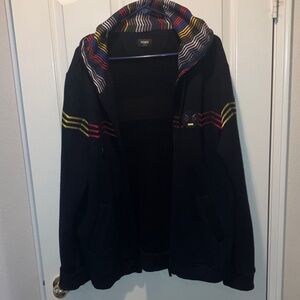 Fendi Navy Sweater with Multicolor Striped Detail